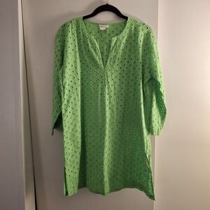 Top It Off Green Eyelet Women's Tunic Top